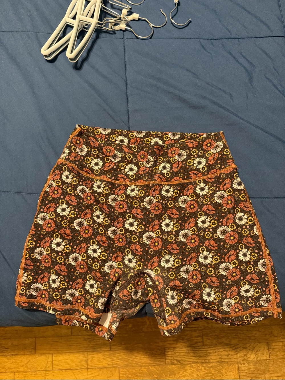 Buffbunny Floral High-Waist Women’s Shorts in Brown and Orange